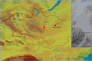 Map of the location of Karakorum